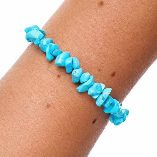 Light Blue Howlite (Dyed) Chip Bracelet